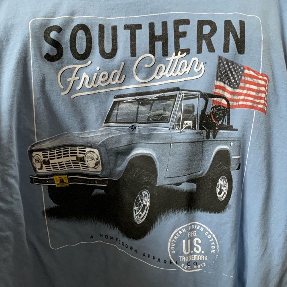 Southern Fried Cotton Long Sleeve Blue Tee